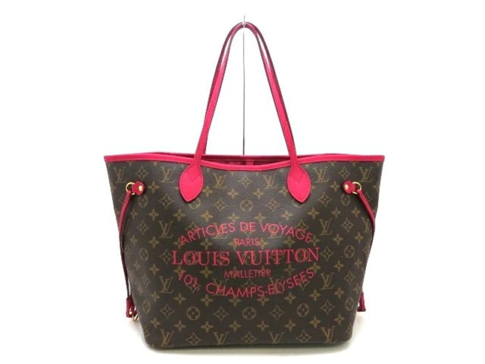 LOUIS VUITTON Neverfull Tote Bag Monogram Ikat Flower Rose Pink Indien